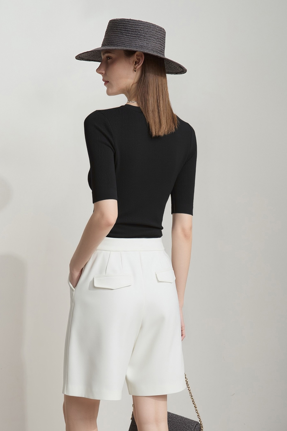 V-neck Half Sleeve Knit Sweater