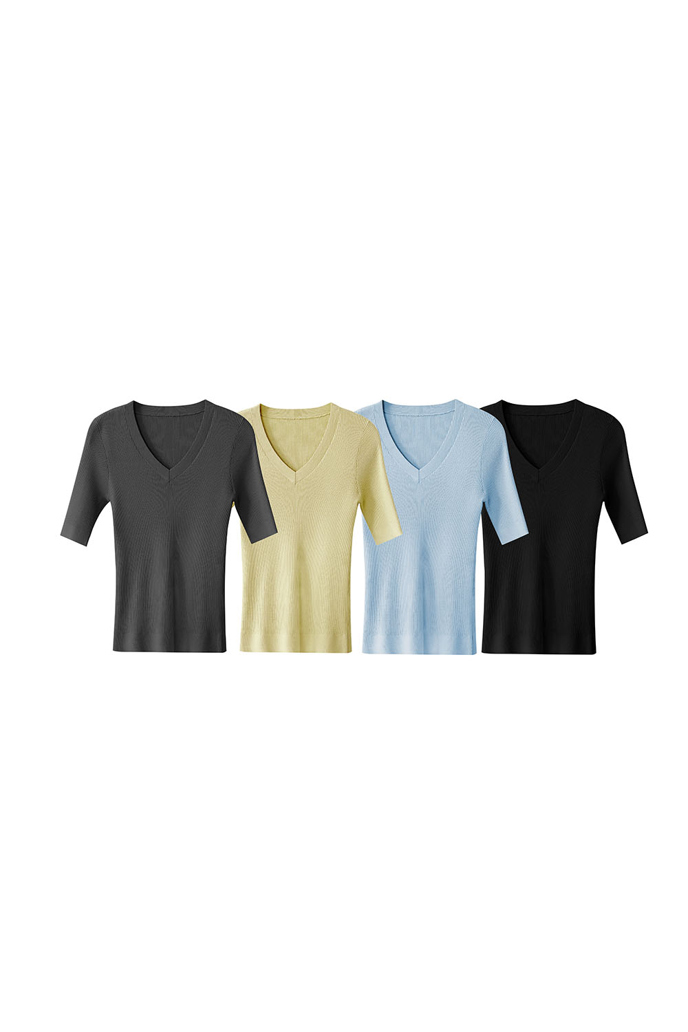 V-neck Half Sleeve Knit Sweater