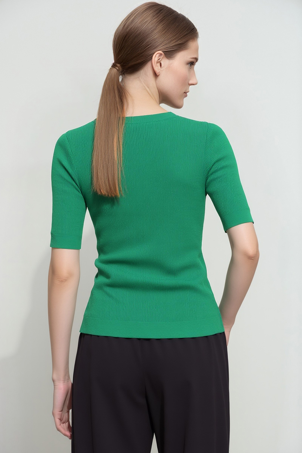 V-neck Half Sleeve Knit Sweater