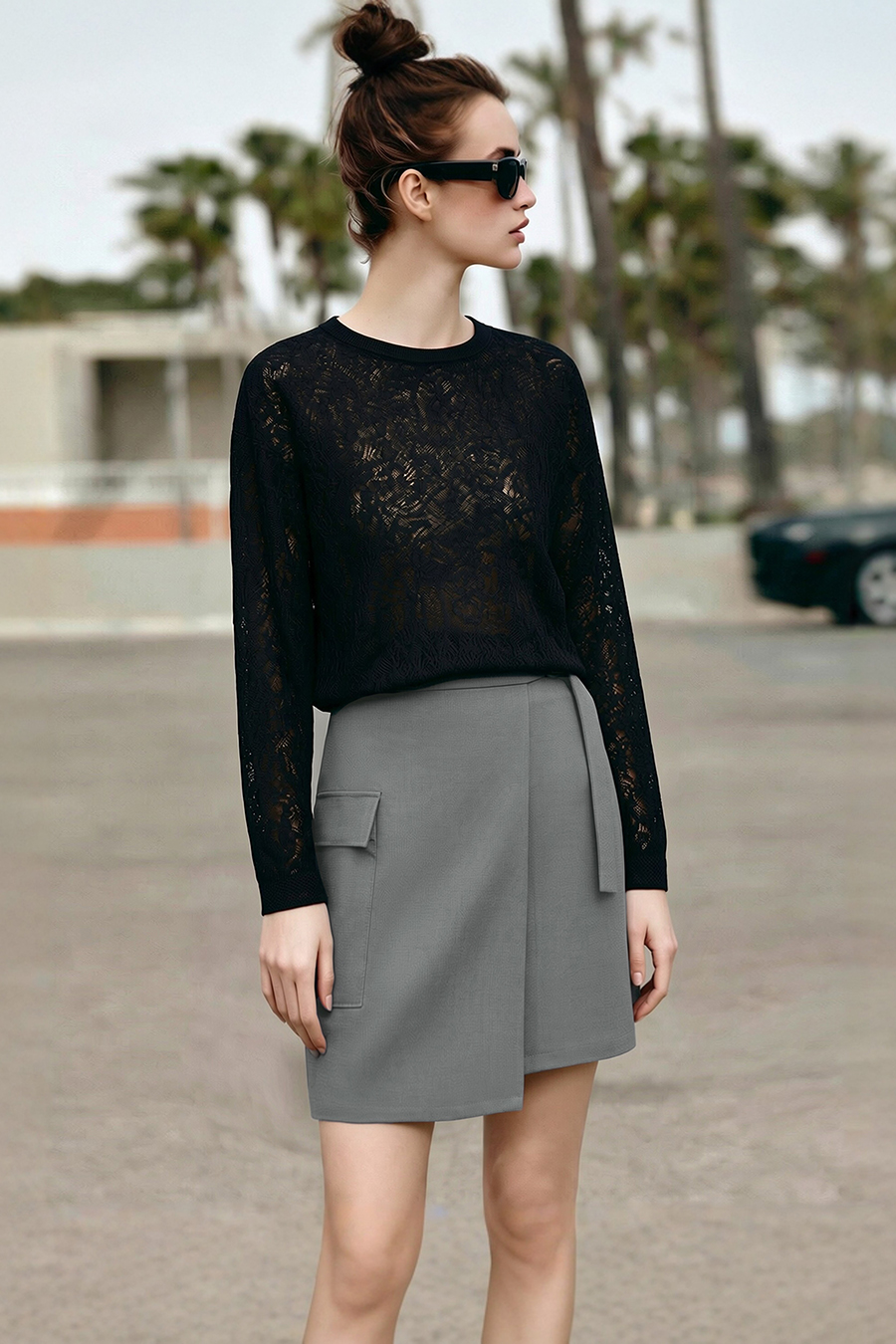 Waistband Panel Skirt