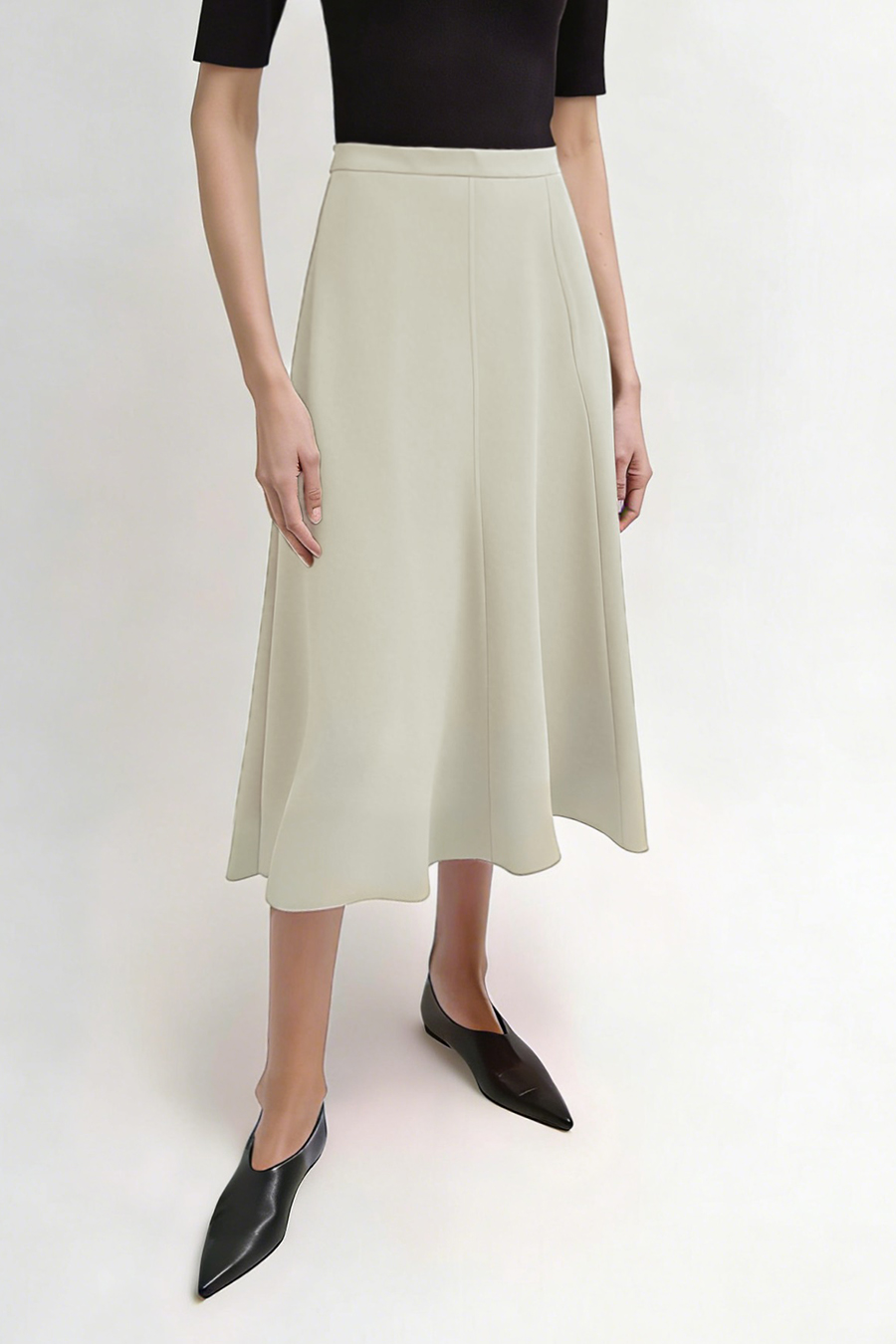 High-waist mermaid hem midi skirt|AMII