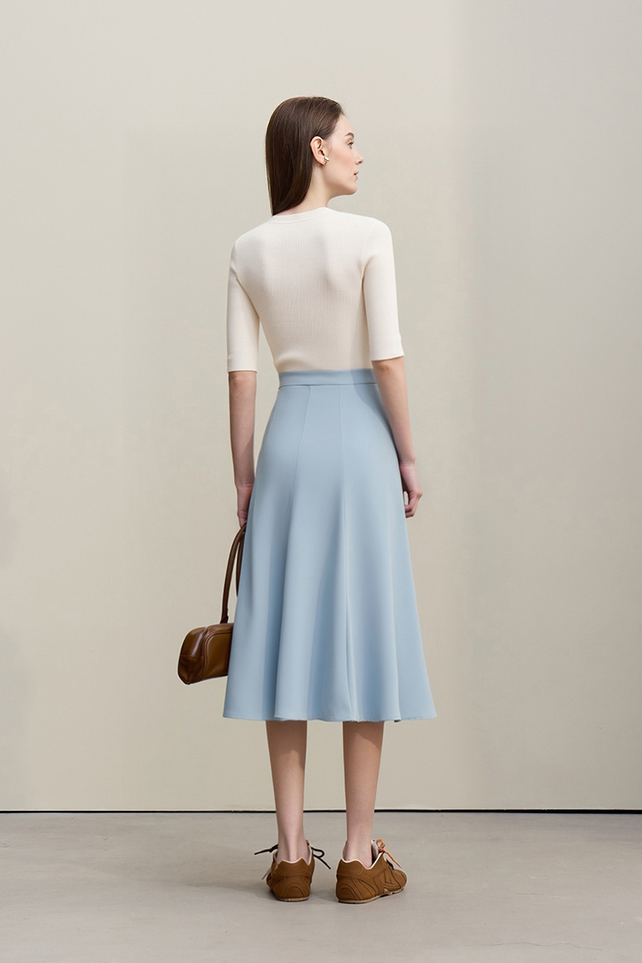 High-waist mermaid hem midi skirt|AMII