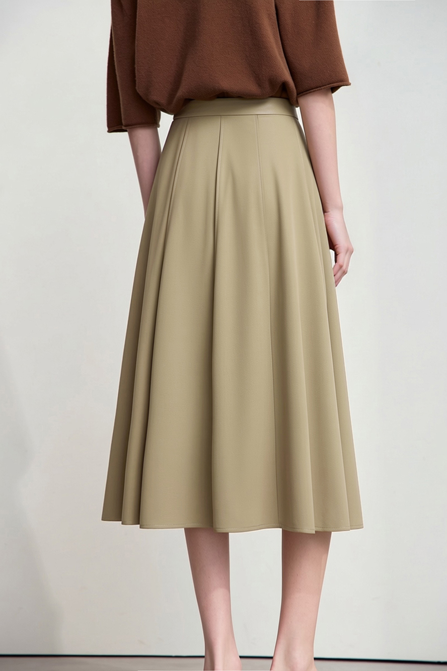 High-waist mermaid hem midi skirt|AMII