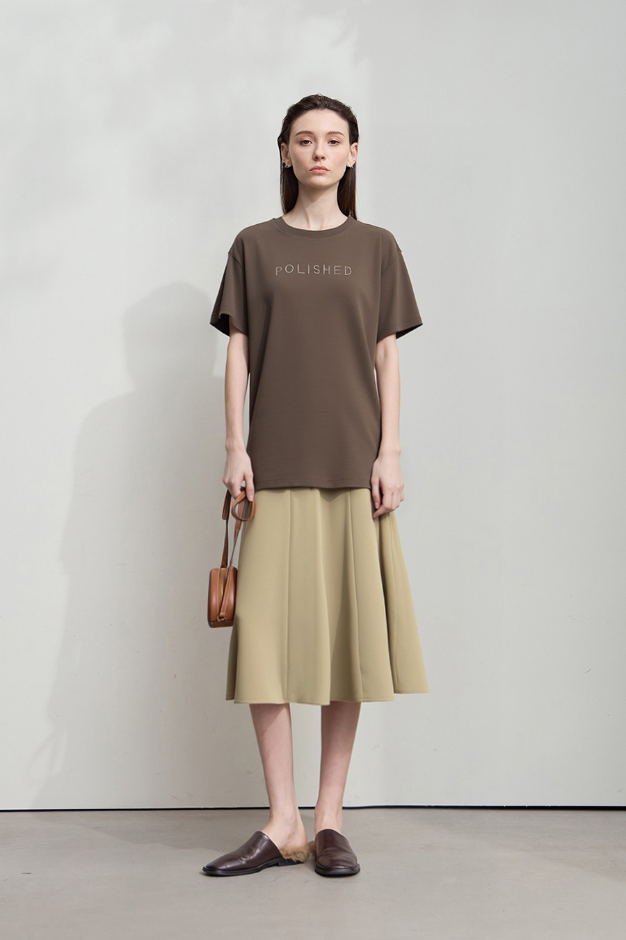 High-waist mermaid hem midi skirt|AMII