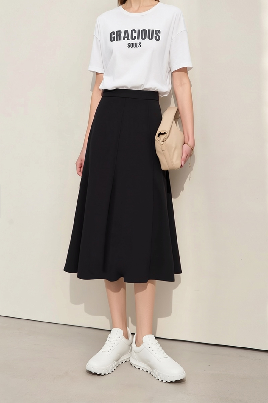 High-waist mermaid hem midi skirt|AMII