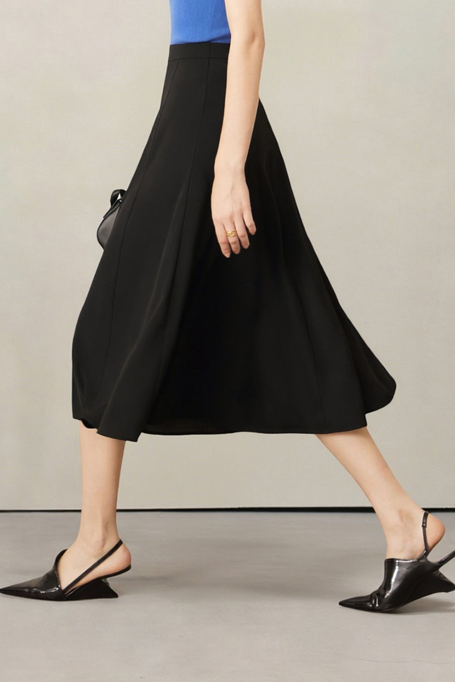 High-waist mermaid hem midi skirt|AMII