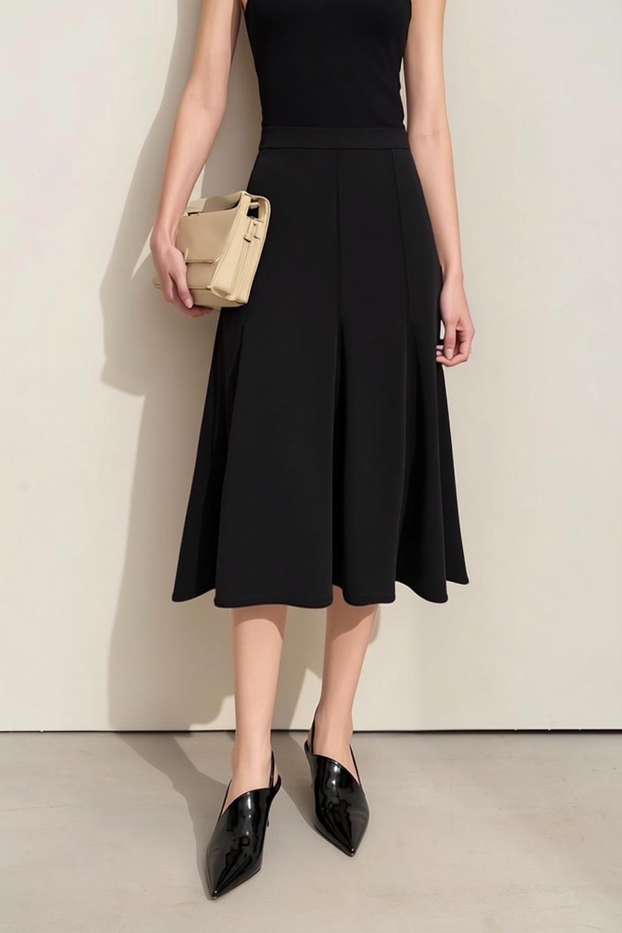 High-waist mermaid hem midi skirt|AMII