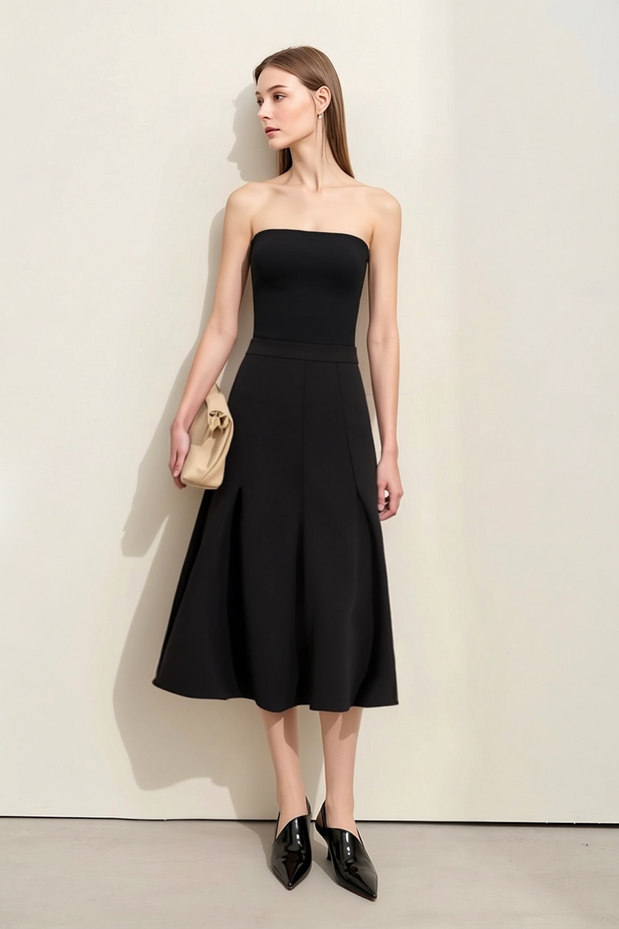 High-waist mermaid hem midi skirt|AMII