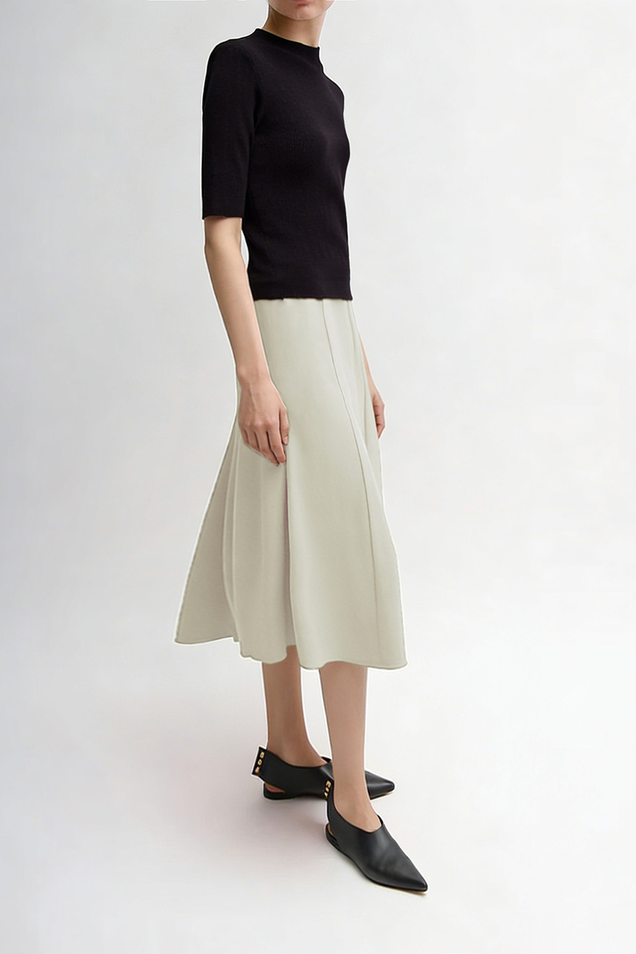 High-waist mermaid hem midi skirt|AMII