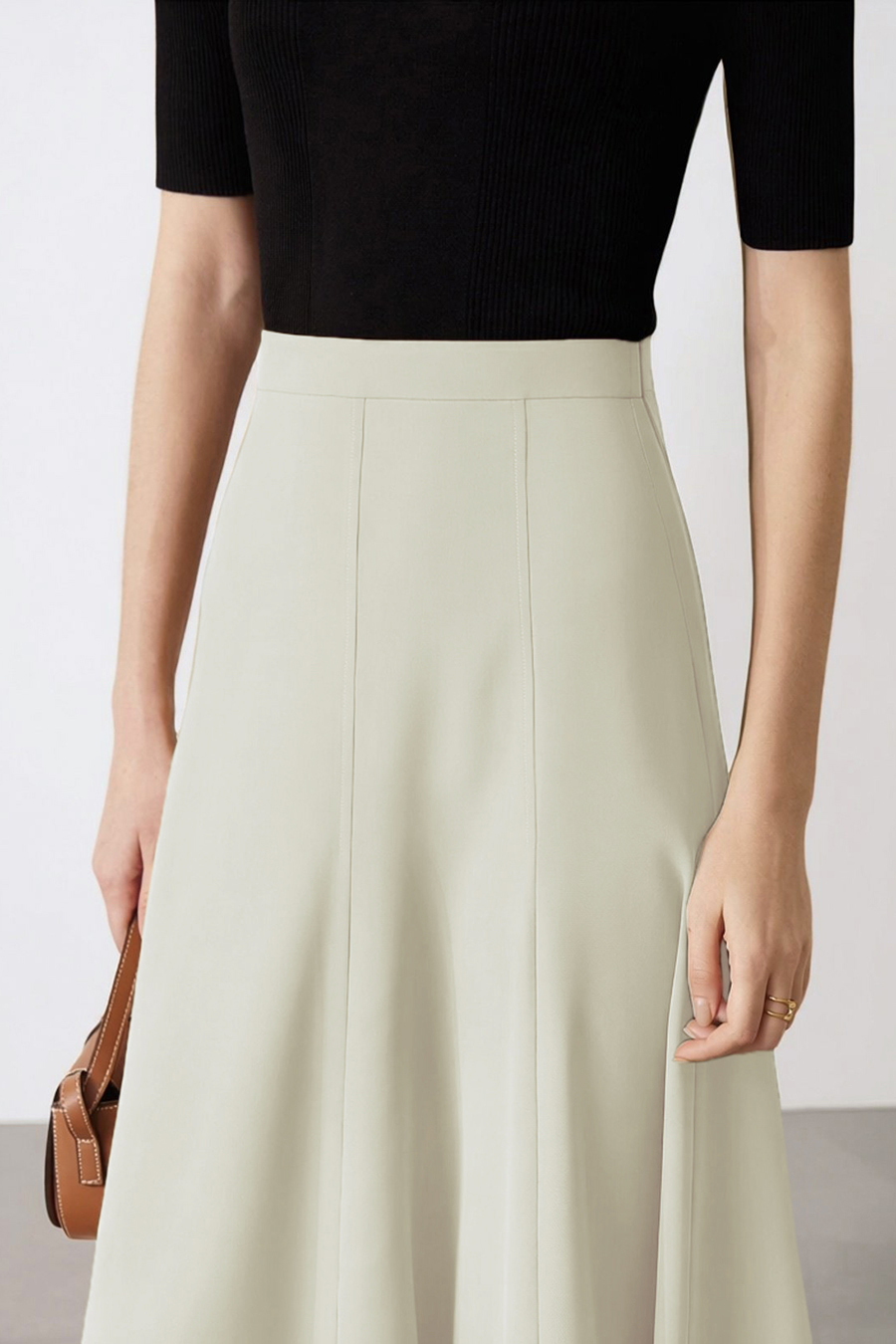High-waist mermaid hem midi skirt|AMII