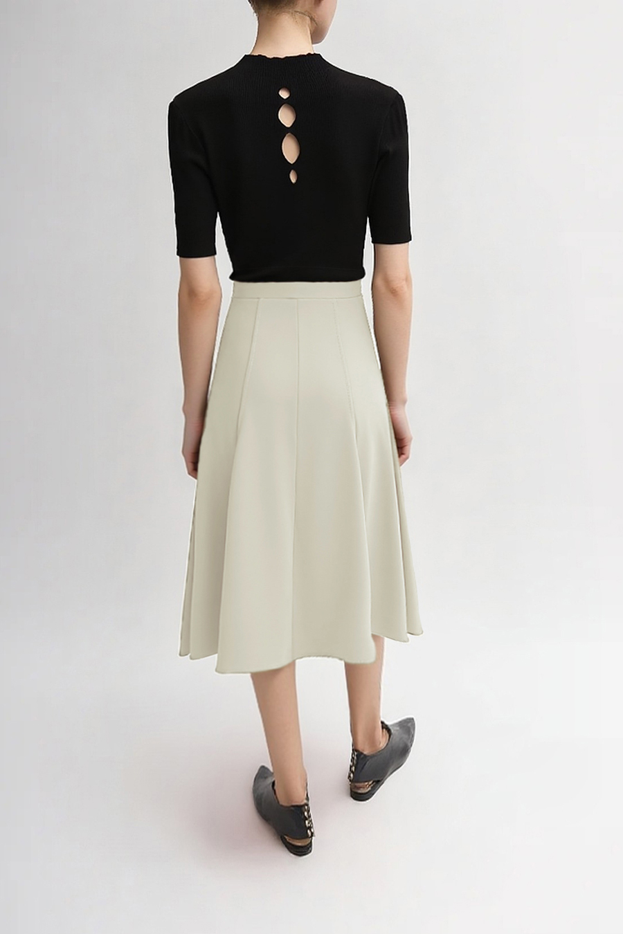 High-waist mermaid hem midi skirt|AMII