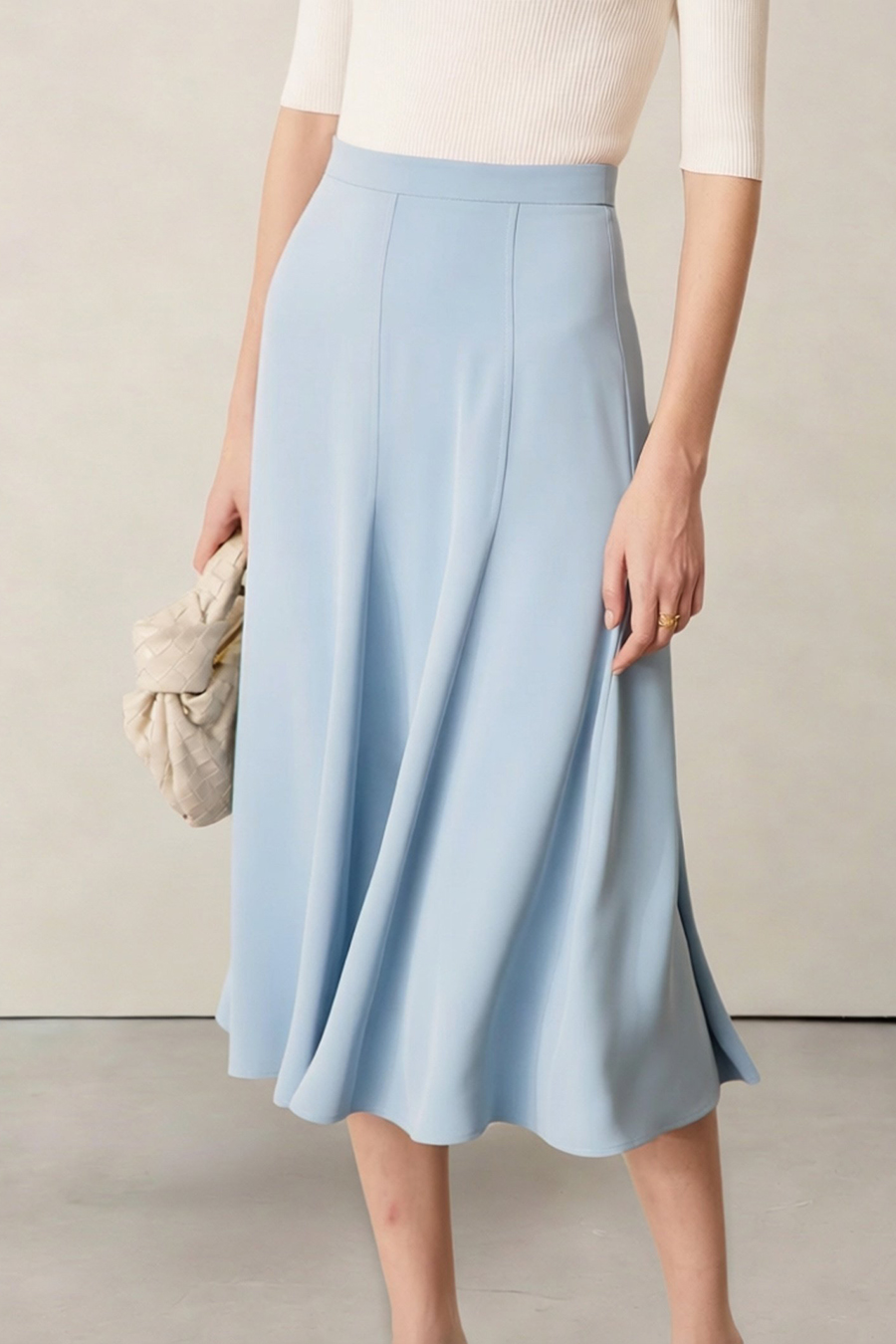 High-waist mermaid hem midi skirt|AMII
