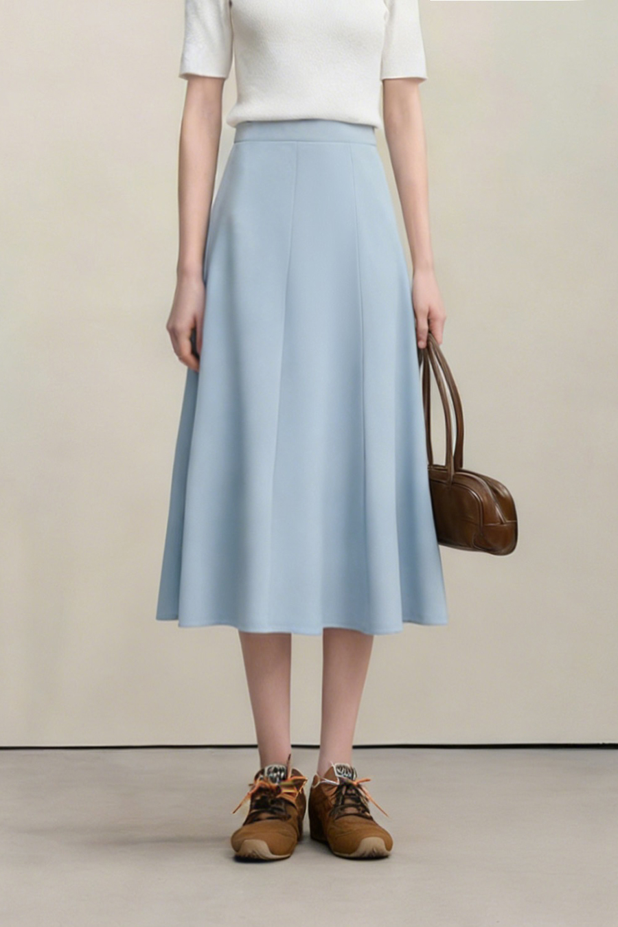 High-waist mermaid hem midi skirt|AMII