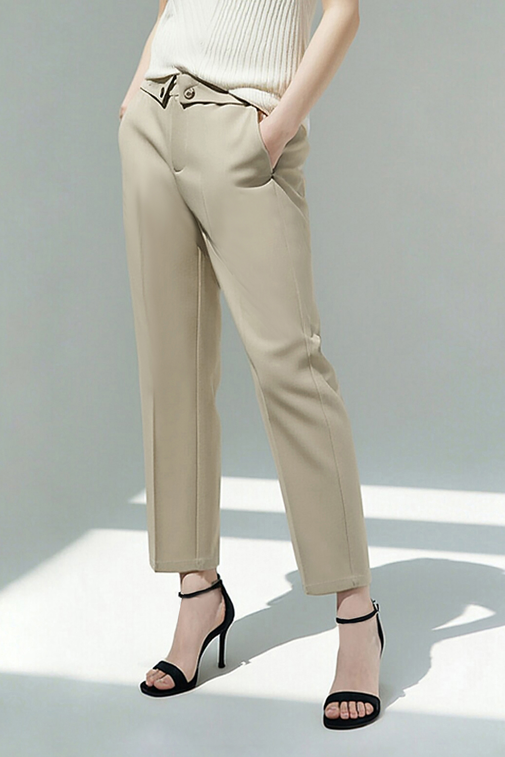 Cuffed Waist Casual Pants