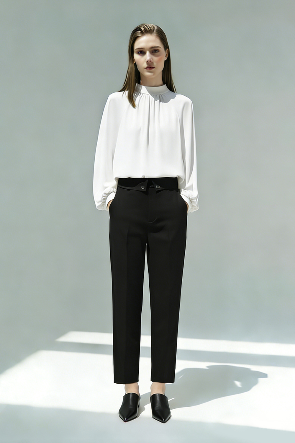 Cuffed Waist Casual Pants