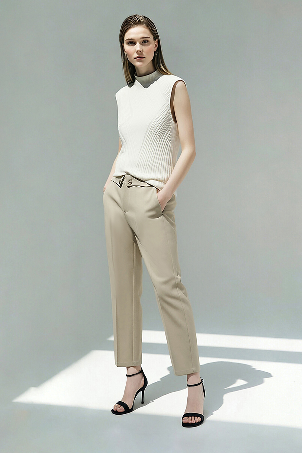 Cuffed Waist Casual Pants