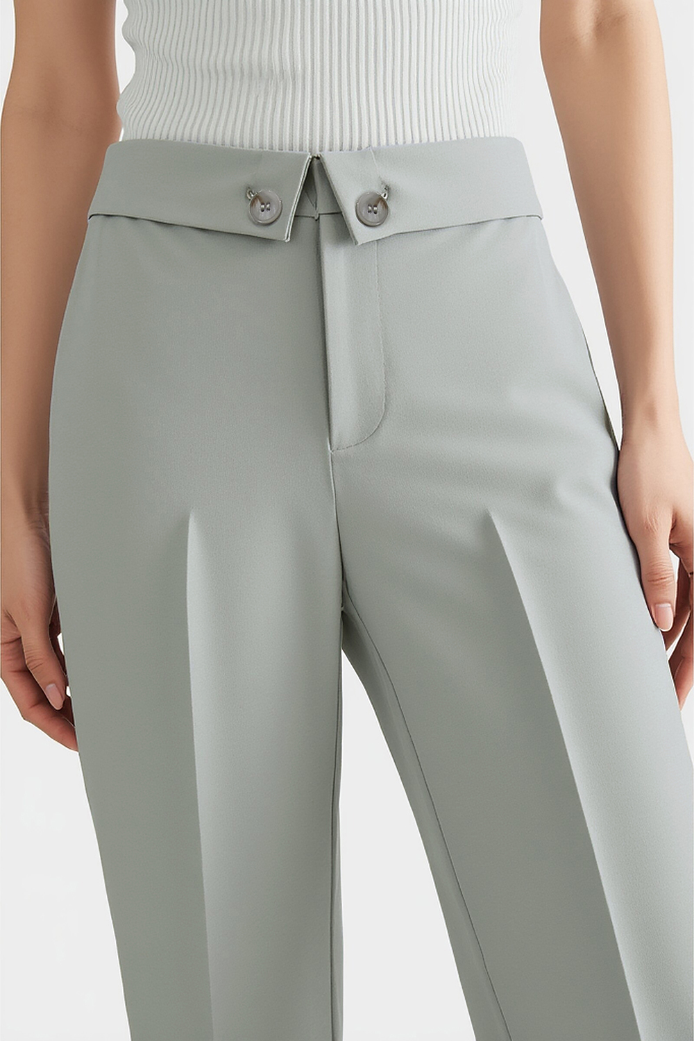 Cuffed Waist Casual Pants