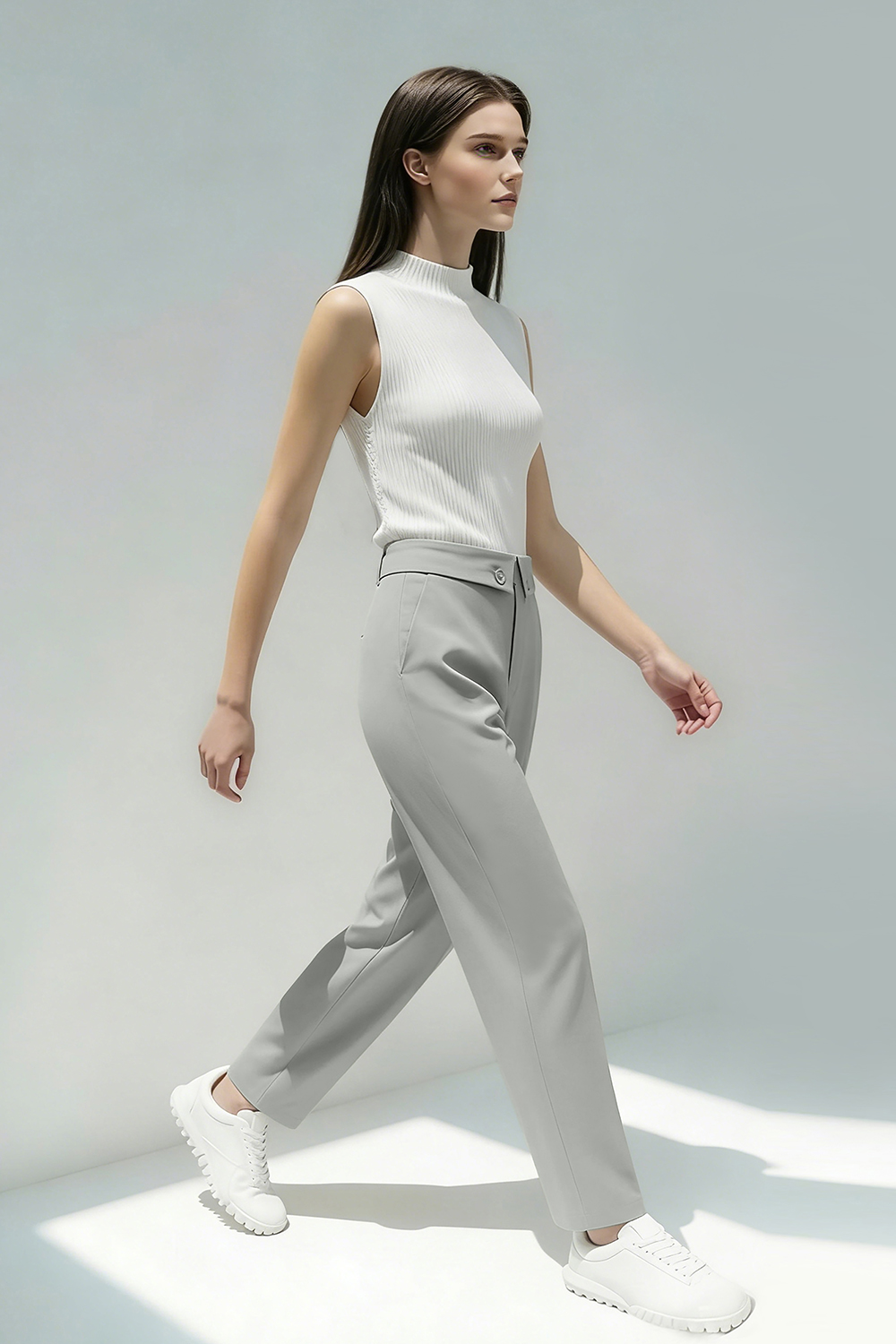 Cuffed Waist Casual Pants
