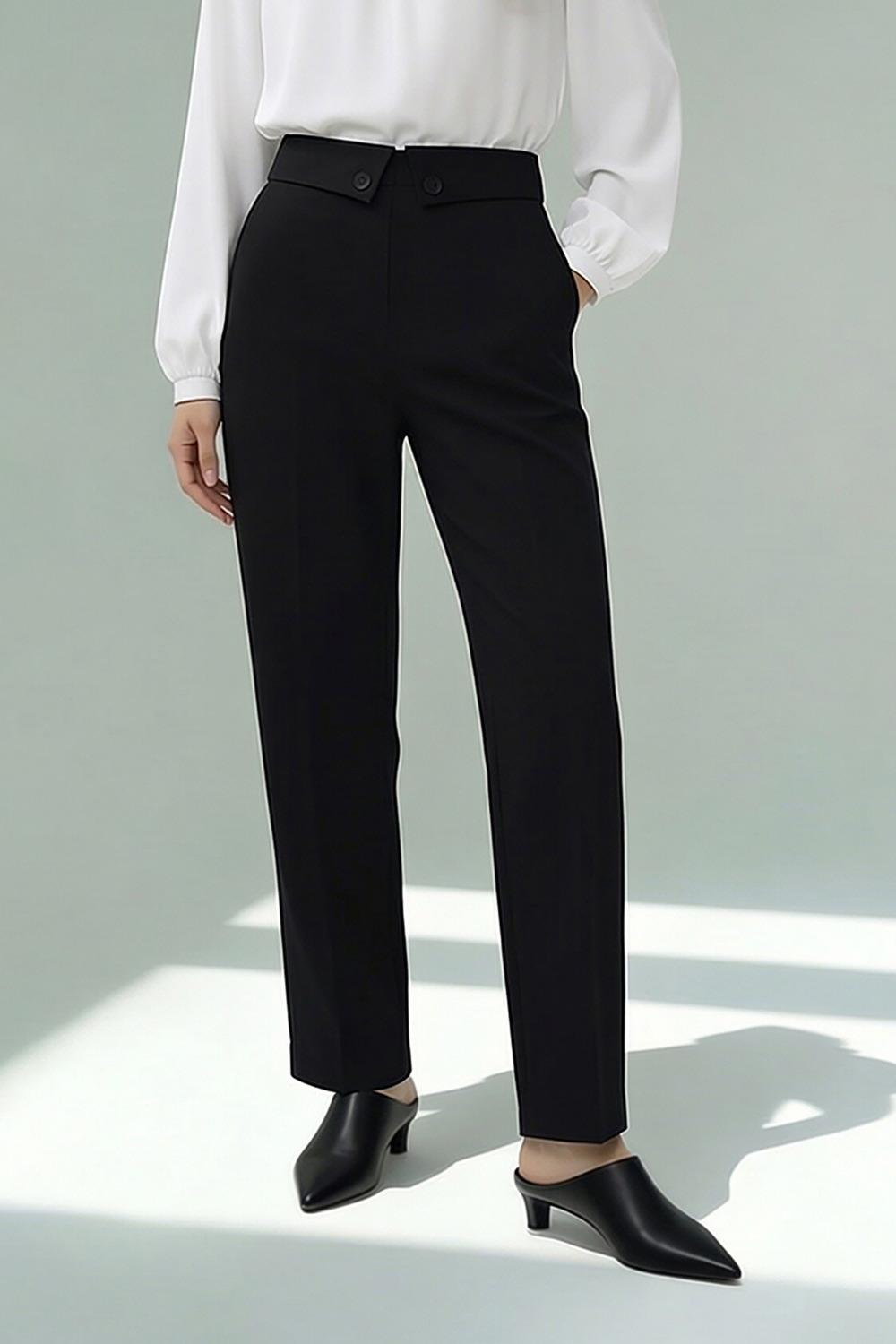 Cuffed Waist Casual Pants
