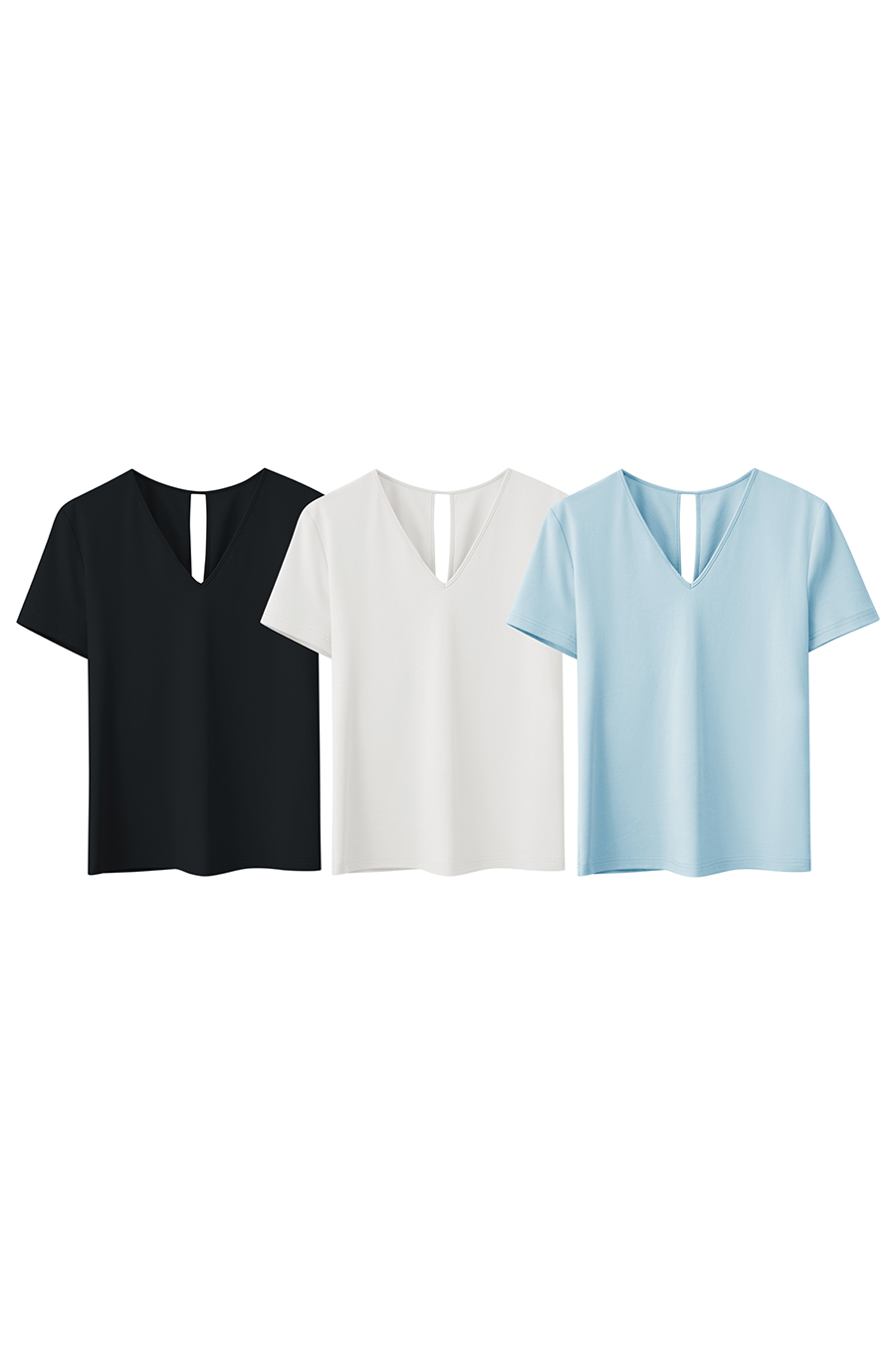 Twisted cutout all-cotton tee|AMII
