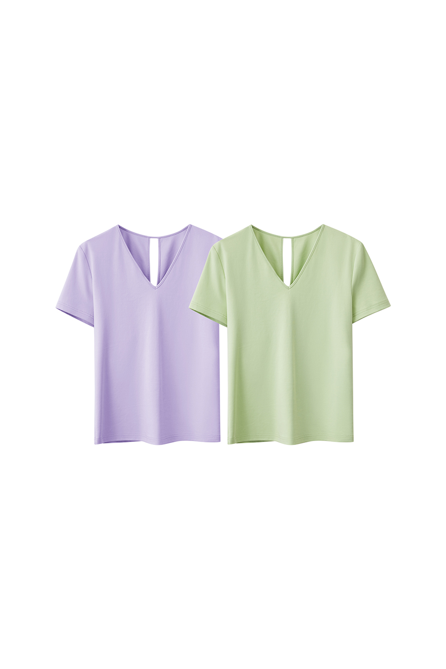 Twisted cutout all-cotton tee|AMII
