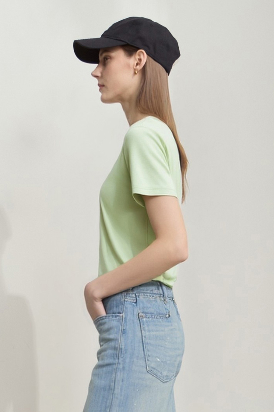 Twisted cutout all-cotton tee|AMII