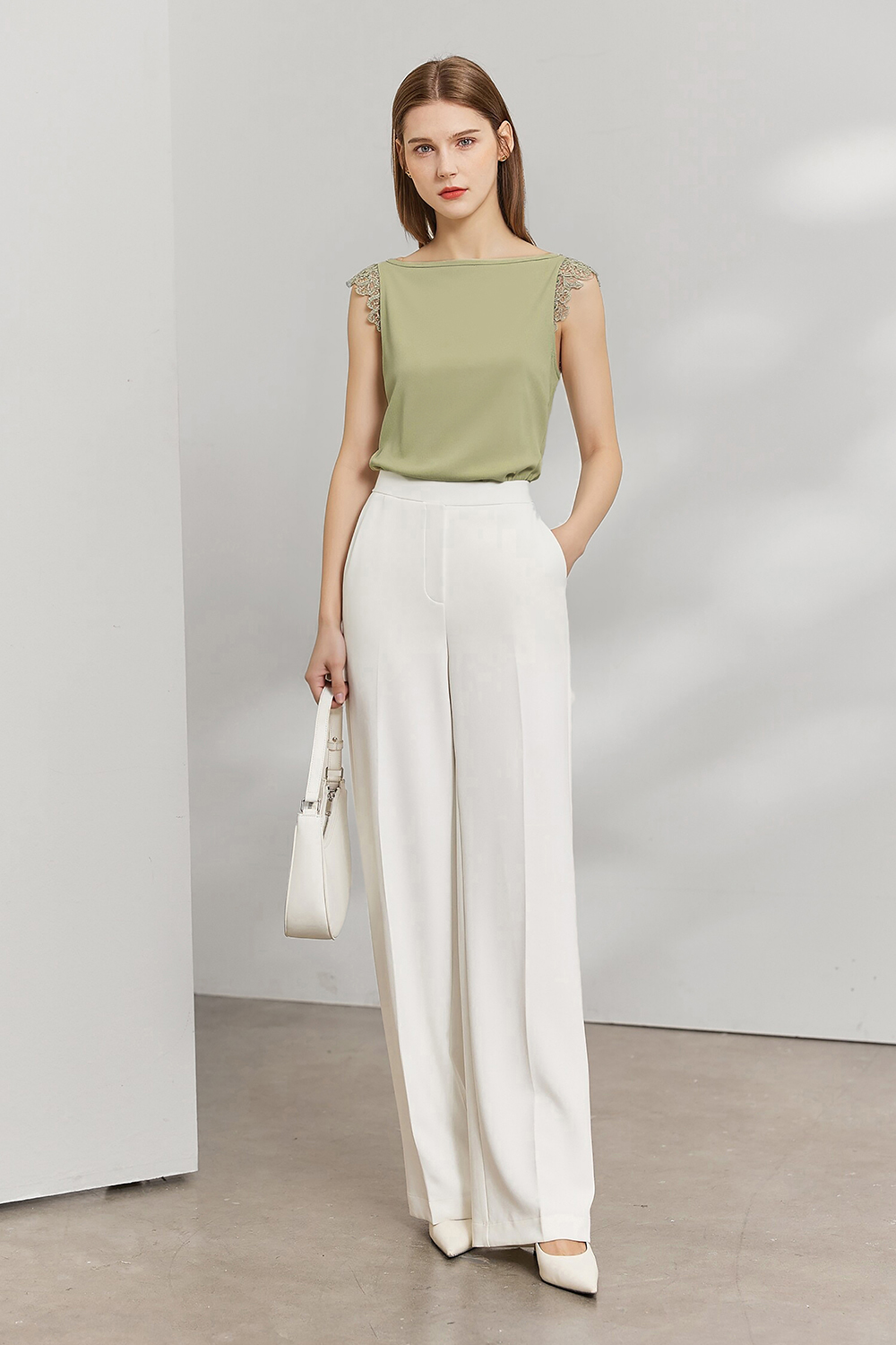 Lace Spliced Cotton Stretch T-shirt