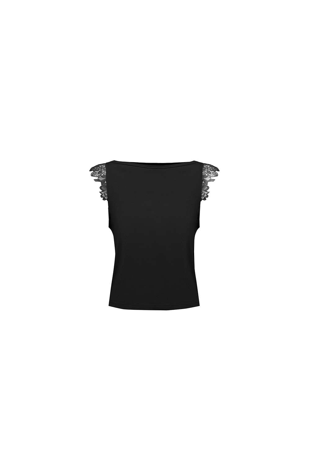 Lace Spliced Cotton Stretch T-shirt