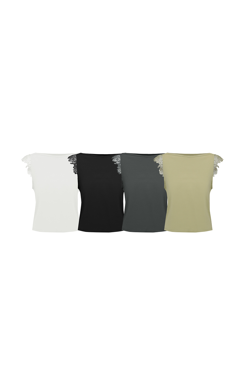 Lace Spliced Cotton Stretch T-shirt