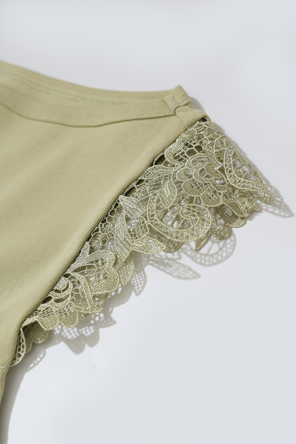 Lace Spliced Cotton Stretch T-shirt