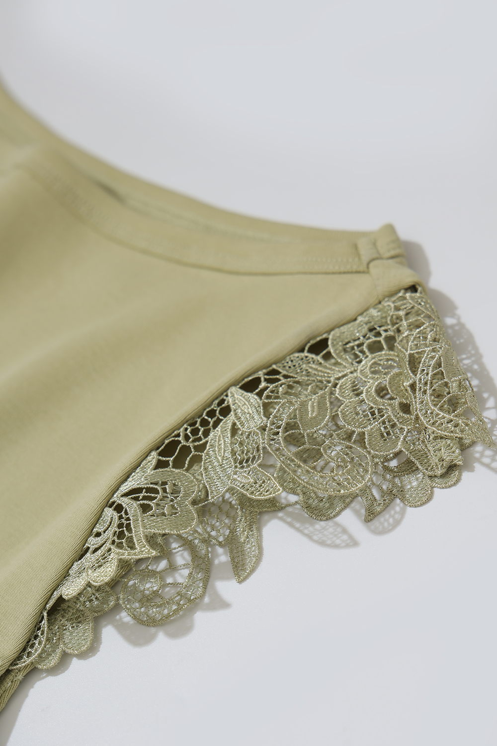 Lace Spliced Cotton Stretch T-shirt