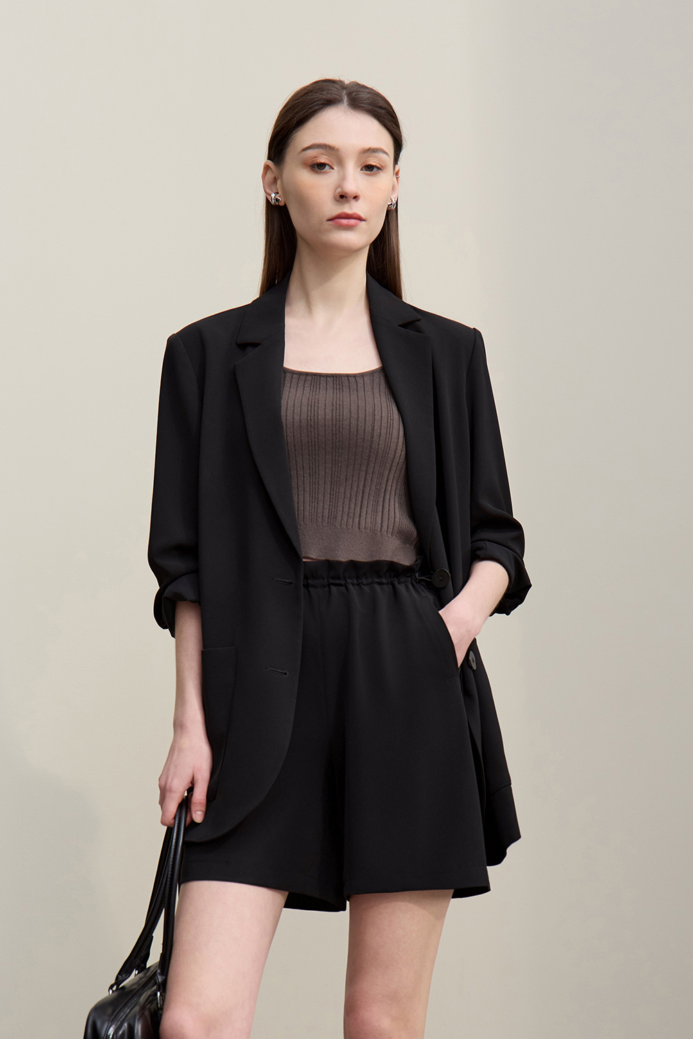 Elastic Shirred Casual Shorts