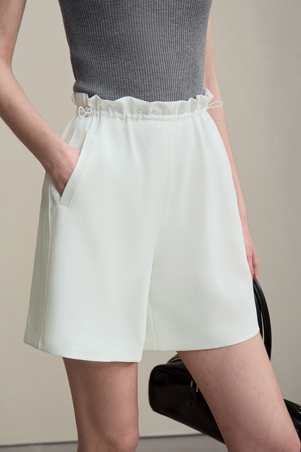 Elastic Shirred Casual Shorts
