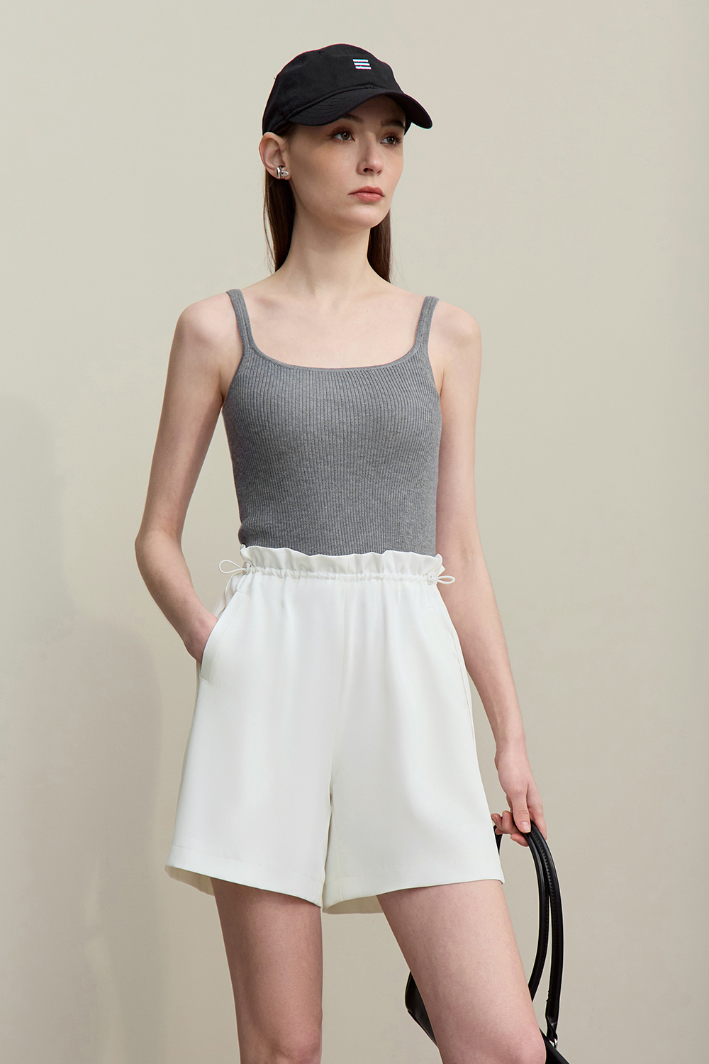 Elastic Shirred Casual Shorts