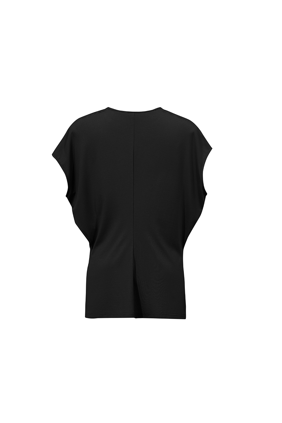 Crew Neck T-shirt with Wide Shoulders & Fitted Waist|AMII