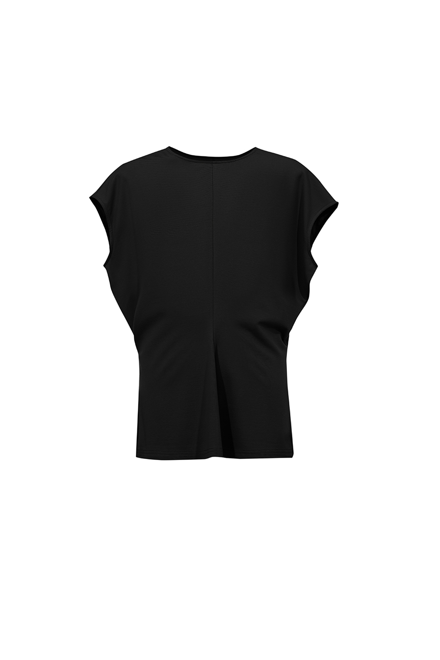 Crew Neck T-shirt with Wide Shoulders & Fitted Waist|AMII