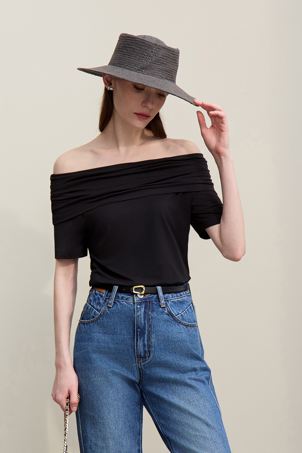 Off Shoulder Modal T-shirt