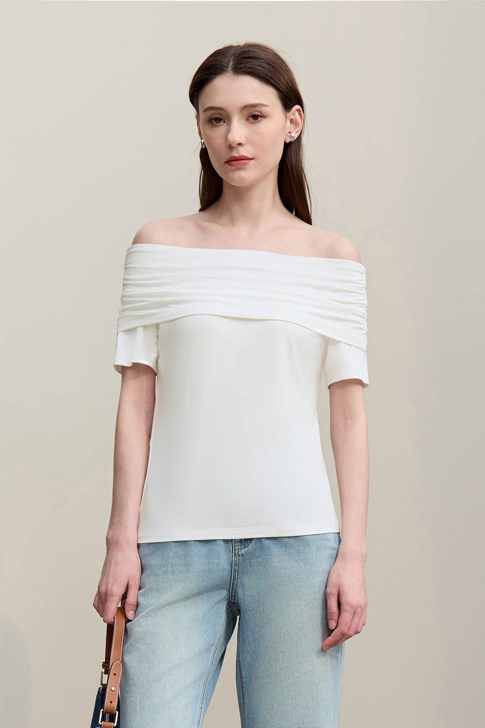 Off Shoulder Modal T-shirt