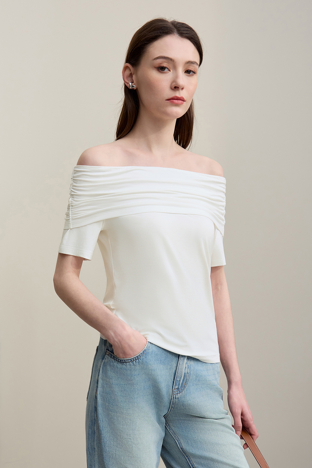 Off Shoulder Modal T-shirt