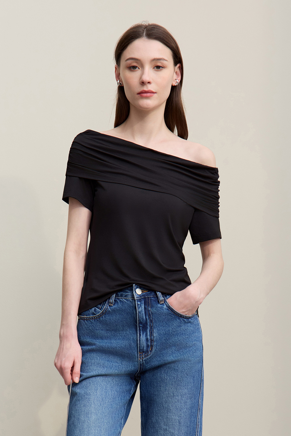 Off Shoulder Modal T-shirt