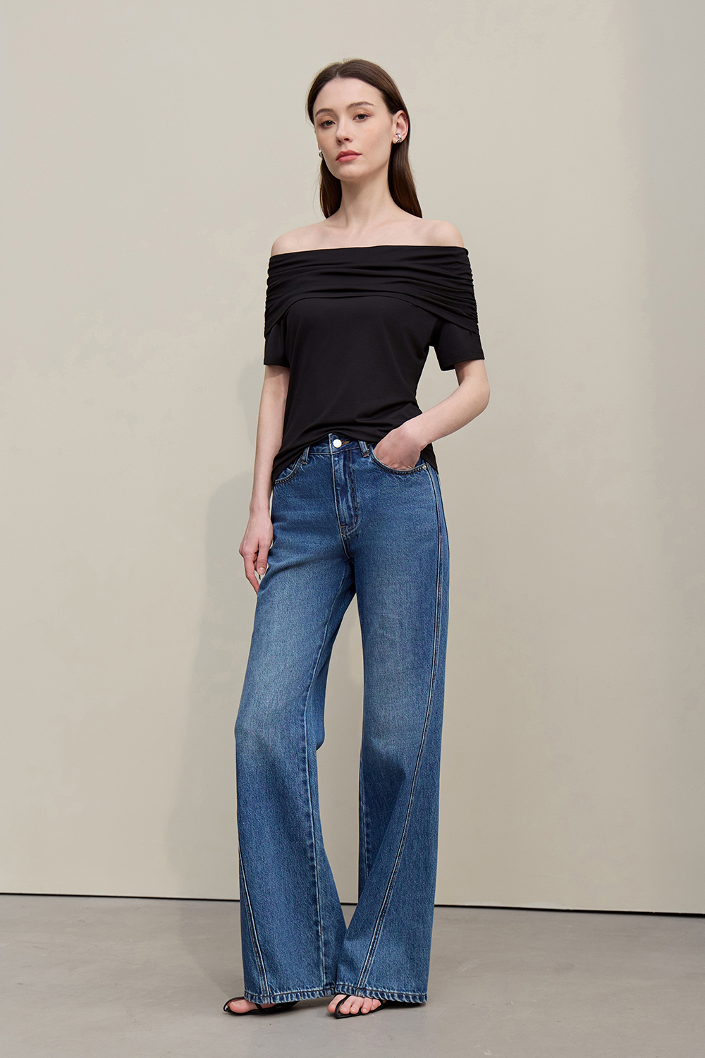 Off Shoulder Modal T-shirt