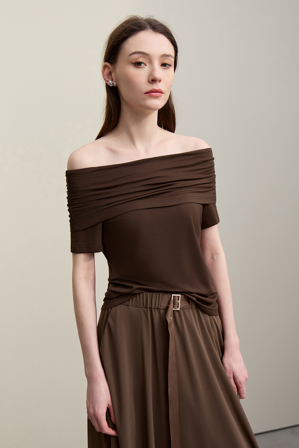 Off Shoulder Modal T-shirt