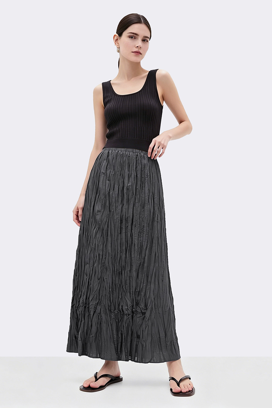 Crinkle Pleated Skirt