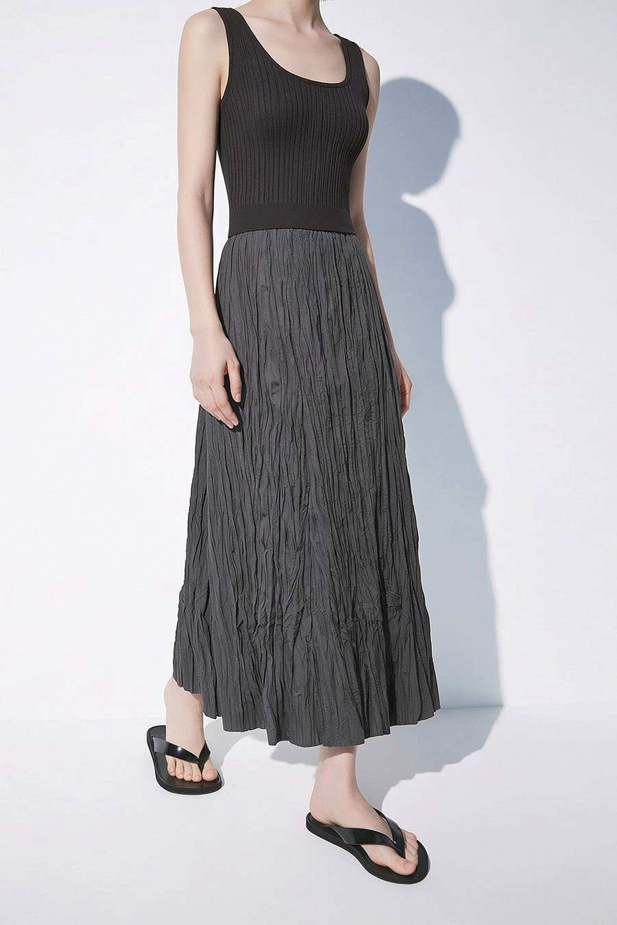 Crinkle Pleated Skirt