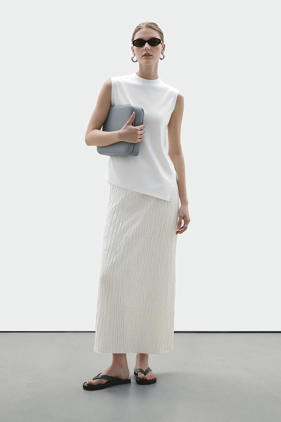 Crinkle Pleated Skirt