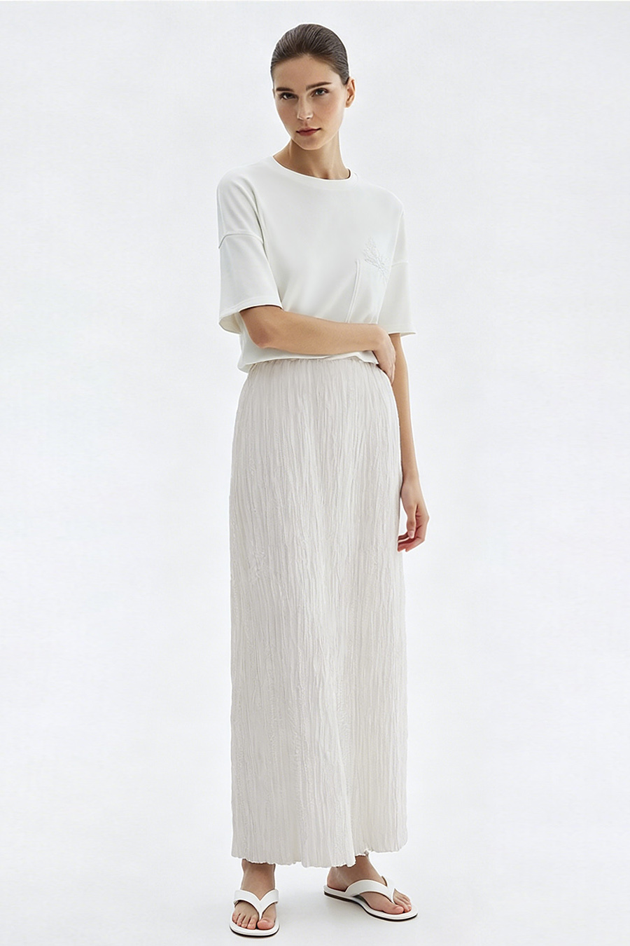 Crinkle Pleated Skirt