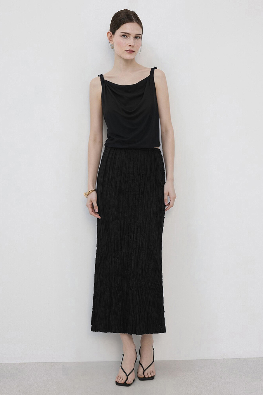 Crinkle Pleated Skirt