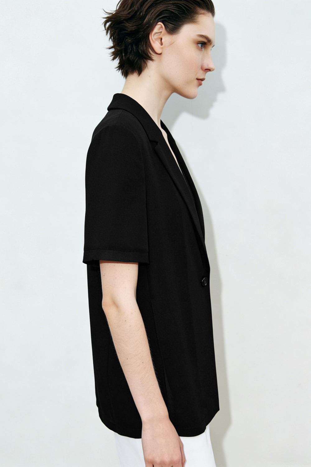 Notched Lapel Short Sleeve Blazer