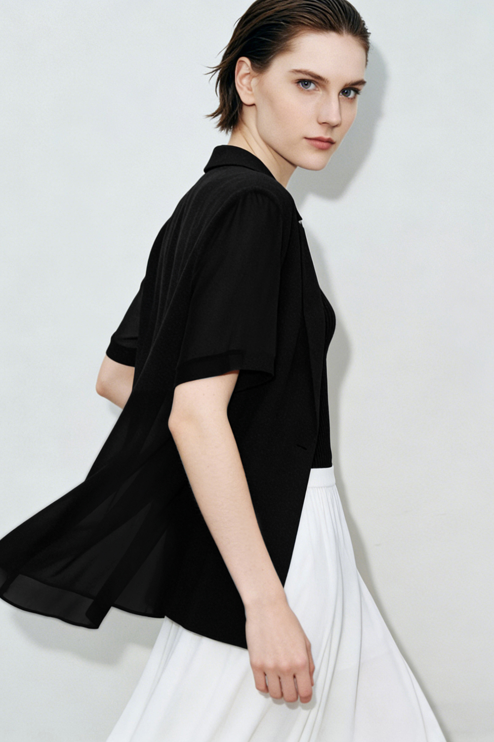 Notched Lapel Short Sleeve Blazer