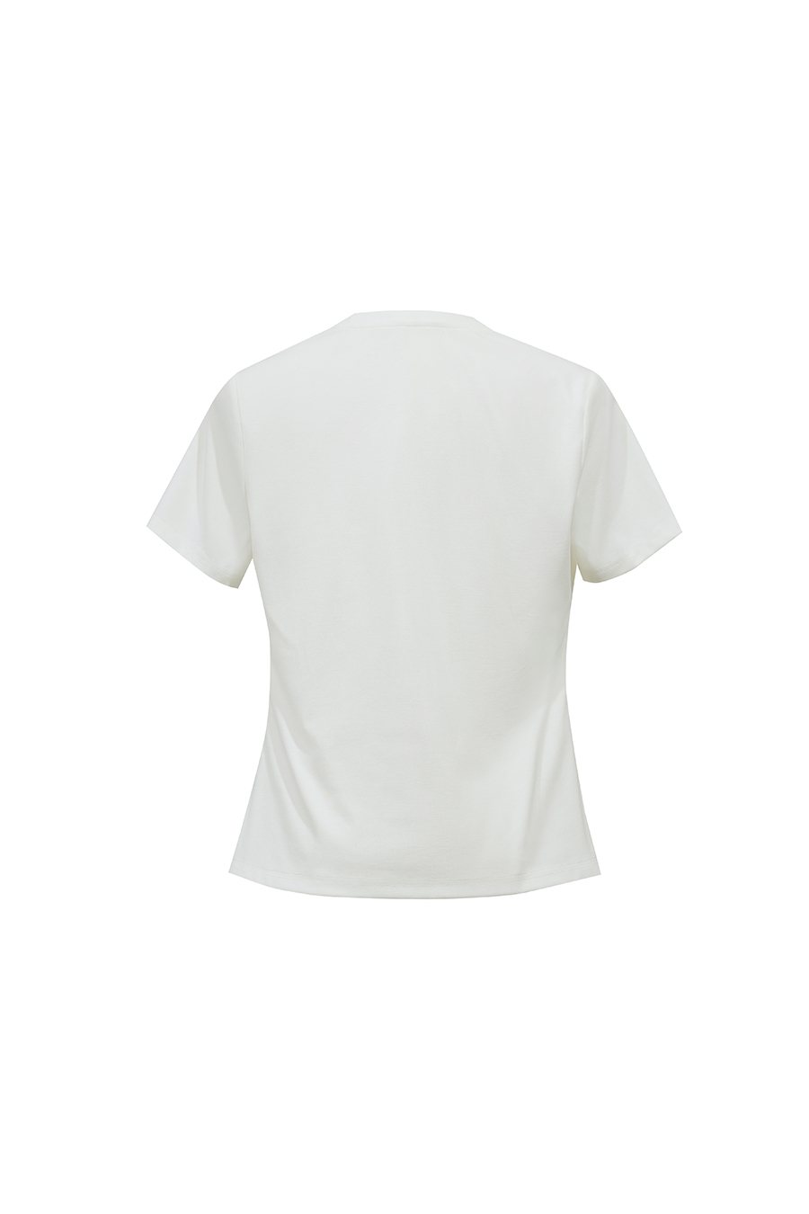 V-Neck Gathered Short Sleeve T-Shirt|AMII